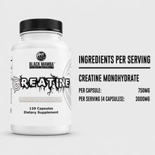 Load image into Gallery viewer, Creatine Monohydrate (120 capsules) Black Mamba