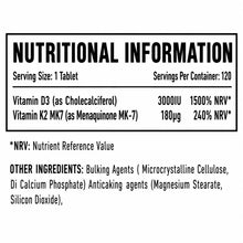Load image into Gallery viewer, Per4m Vitamin D3 Plus K2 Tablets - 120 Servings Per4m